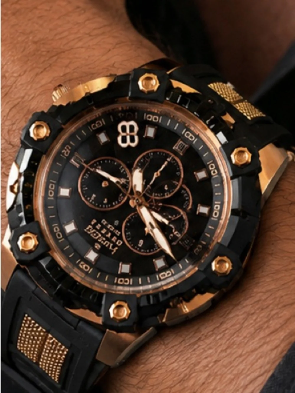 Invicta Black and Gold Chronograph Men Watch